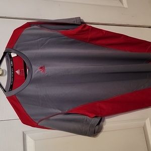 Men's Adidas climalite tshirt, XL, Grey/red.